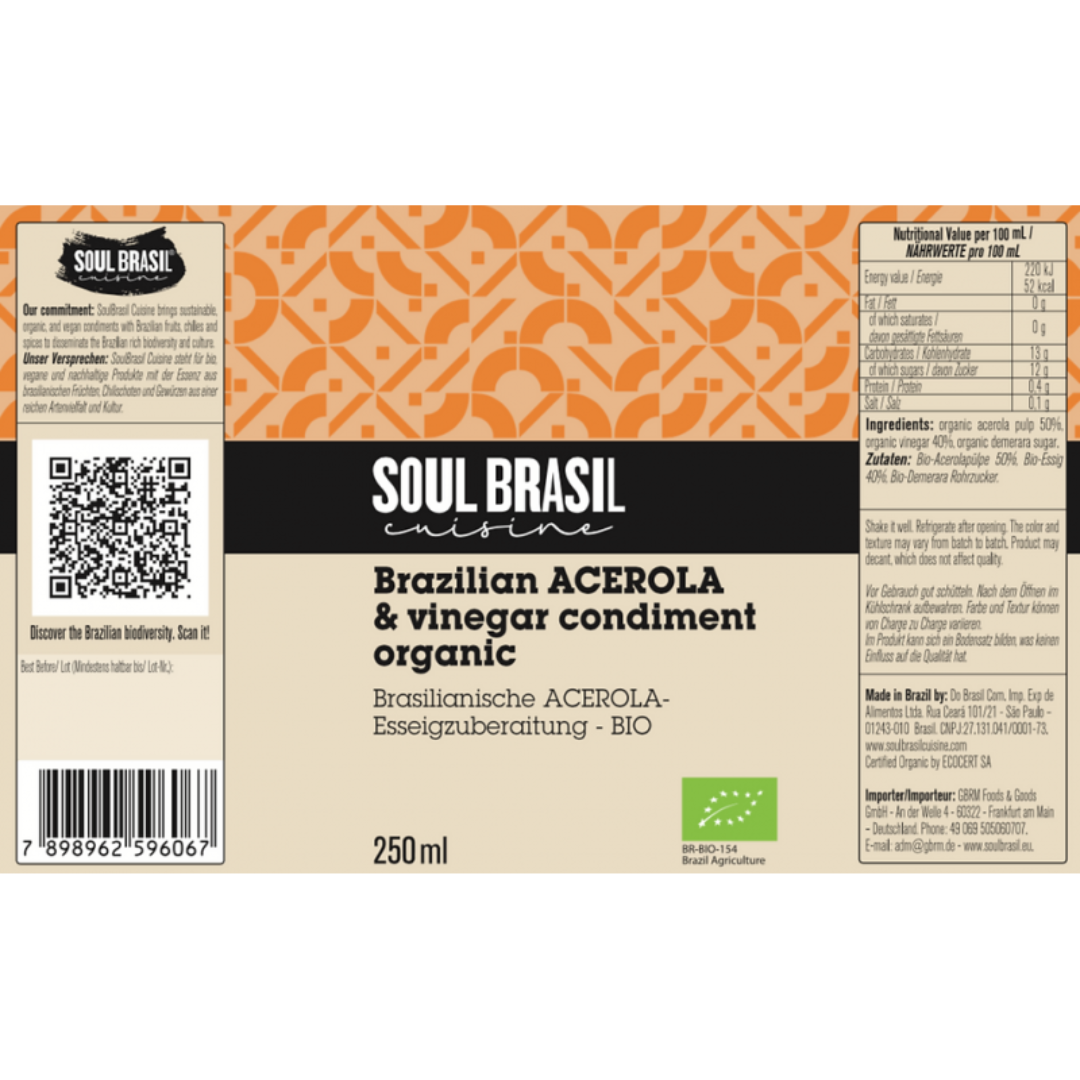 Soul Brasil Acerola Vinegar Condiment 250ml