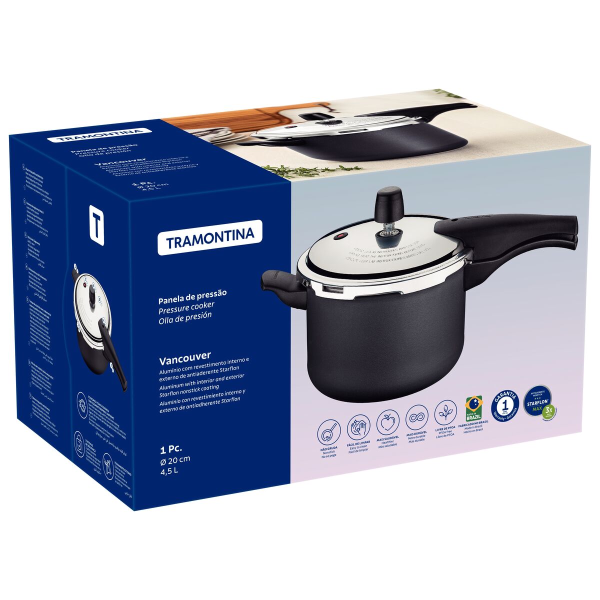 Tramontina Vancouver Graphite Aluminum Pressure Cooker 20cm