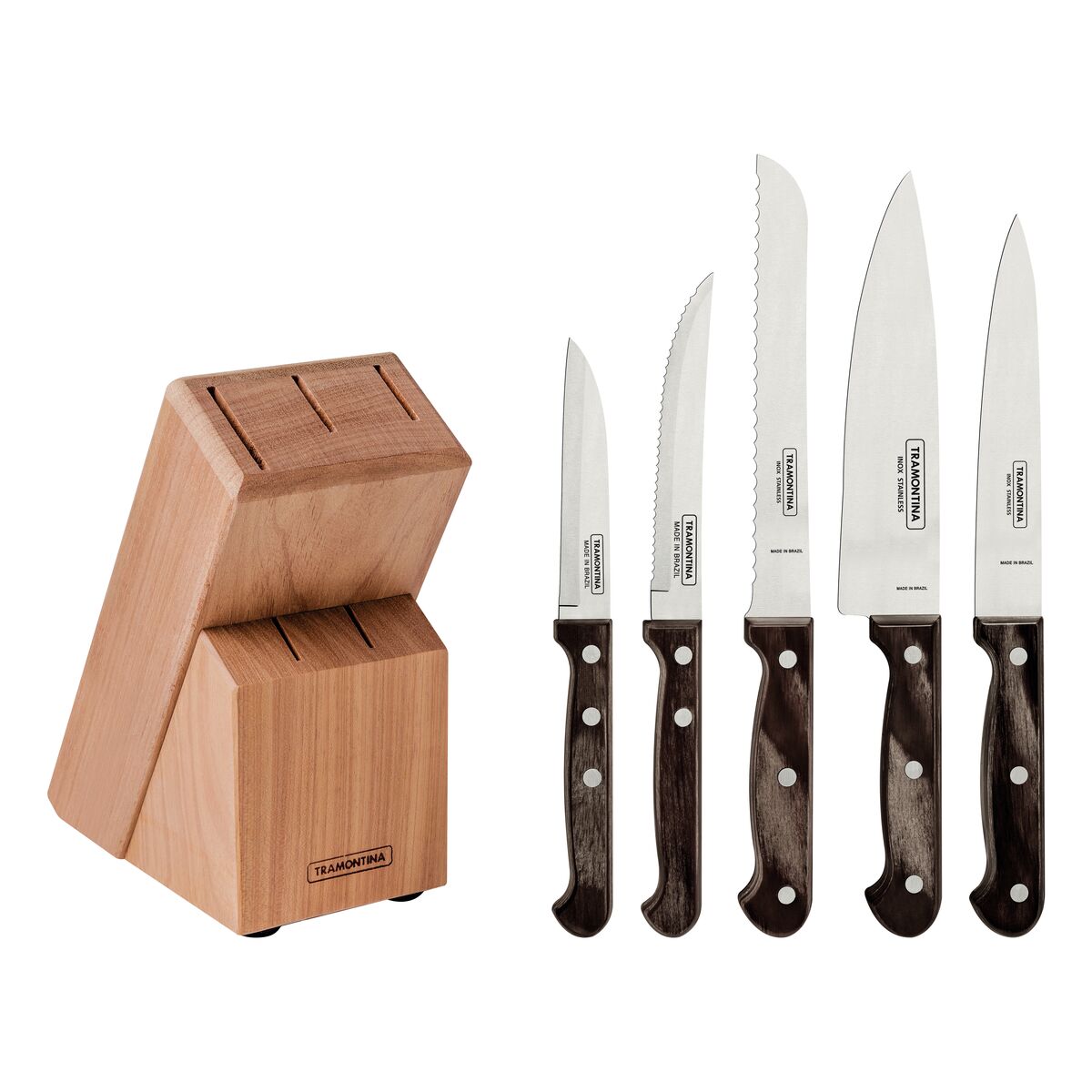 Tramontina 6-Piece Knife Set with Wood Block