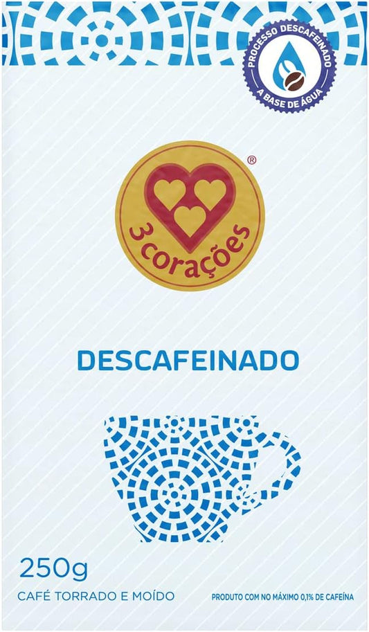 3 Corações Decaffeinated Coffee Vacuum Packed 250g