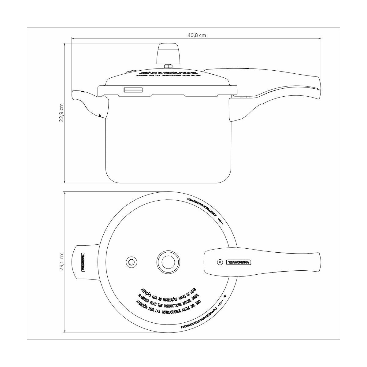 Tramontina Vancouver Graphite Aluminum Pressure Cooker 20cm